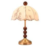WJIHUYU French Solid Wood Table Lamps, Nightstand Lamps 3-Way Dimmable Farmhouse with Fabric Shade for Kids Reading Home Office