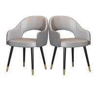 WJIHUYU Modern Dining Chairs Set of 2, Upholstered Kitchen Chairs Mid Century Armless Leisure Accent Chair with Metal Legs Side Chairs for Vanity Reception Waiting Room