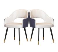 WJIHUYU Modern Dining Chairs Set of 2, Upholstered Kitchen Chairs Mid Century Armless Leisure Accent Chair with Metal Legs Side Chairs for Vanity Reception Waiting Room
