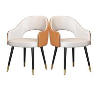 WJIHUYU Modern Dining Chairs Set of 2, Upholstered Kitchen Chairs Mid Century Armless Leisure Accent Chair with Metal Legs Side Chairs for Vanity Reception Waiting Room