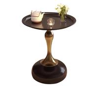 WJIHUYU Modern Iron End Table, Black Round End Tables Space Saving Pedestal End Table Nightstand Bedside Table Accent Table for Living Room Bedroom