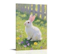 WJJAYLSS A Domestic Rabbit on The Grass, Perking Up Its Ears to Listen to Distant Sounds Contemporary Wall Mural Art Decorative Hanging Poster24x36inch(60x90cm)