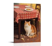WJJAYLSS A Garfield Cat Lying Under The Dining Table, Waiting for Fallen Food Contemporary Wall Mural Art Decorative Hanging Poster16x24inch(40x60cm)
