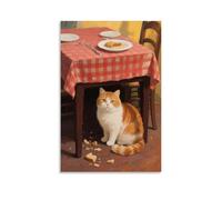 WJJAYLSS A Garfield Cat Lying Under The Dining Table, Waiting for Fallen Food Contemporary Wall Mural Art Decorative Hanging Poster12x18inch(30x45cm)