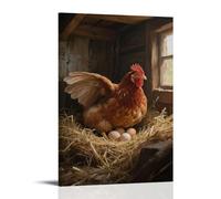 WJJAYLSS A Hen Sitting on The Nest Incubating Eggs, Wings Covering The Eggs Contemporary Wall Mural Art Decorative Hanging Poster16x24inch(40x60cm)