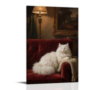 WJJAYLSS A Persian Cat Lying on The Sofa Backrest, Eyes Closed Contemporary Wall Mural Art Decorative Hanging Poster08x12inch(20x30cm)
