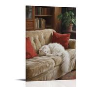 WJJAYLSS A Persian Cat on The Sofa, Curled Up Into A Ball Sleeping Contemporary Wall Mural Art Decorative Hanging Poster16x24inch(40x60cm)