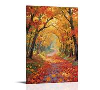 WJJAYLSS Leaf-strewn Path Scenic Autumn View Contemporary Wall Mural Art Decorative Hanging Poster08x12inch(20x30cm)