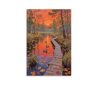 WJJAYLSS Leaf-strewn Path Scenic Autumn View Contemporary Wall Mural Art Decorative Hanging Poster08x12inch(20x30cm)
