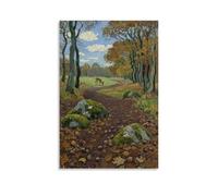 WJJAYLSS Leaf-strewn Path Scenic Autumn View Contemporary Wall Mural Art Decorative Hanging Poster12x18inch(30x45cm)