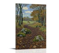 WJJAYLSS Leaf-strewn Path Scenic Autumn View Contemporary Wall Mural Art Decorative Hanging Poster12x18inch(30x45cm)