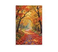 WJJAYLSS Leaf-strewn Path Scenic Autumn View Contemporary Wall Mural Art Decorative Hanging Poster12x18inch(30x45cm)