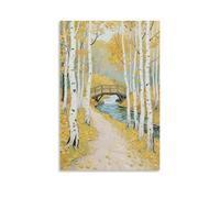 WJJAYLSS Leaf-strewn Path Scenic Autumn View Contemporary Wall Mural Art Decorative Hanging Poster16x24inch(40x60cm)
