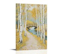 WJJAYLSS Leaf-strewn Path Scenic Autumn View Contemporary Wall Mural Art Decorative Hanging Poster24x36inch(60x90cm)