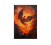WJJAYLSS Legendary Creature Oil Painting- A Phoenix Curled in The Heart of A Volcano, Wings Folded in Patience Contemporary Wall Mural Art Decorative Hanging Poster16x24inch(40x60cm)