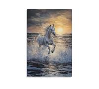 WJJAYLSS Legendary Creature Oil Painting- A Unicorn Galloping Across A Frozen Ocean Toward The Edge of Dawn Contemporary Wall Mural Art Decorative Hanging Poster24x36inch(60x90cm)