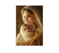WJJAYLSS Mary Wrapping The Infant Jesus in Swaddling Clothes, Her Expression Soft with Wonder And Light Glistening in Her Eyes. Contemporary Wall Mural Art Decorative Hanging Poster12x18inch(30x45cm)