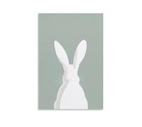 WJJAYLSS Minimalist Bunny Facing Forward, Formed by Soft Ovals on A Pale Meadow Green Background. Contemporary Wall Mural Art Decorative Hanging Poster16x24inch(40x60cm)