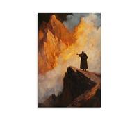 WJJAYLSS Moses Receiving The Ten Commandments Amidst Fire, Thunder, And Swirling Smoke Atop Mount Sinai’s Jagged Peak. Contemporary Wall Mural Art Decorative Hanging Poster08x12inch(20x30cm)