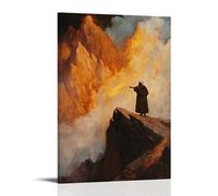 WJJAYLSS Moses Receiving The Ten Commandments Amidst Fire, Thunder, And Swirling Smoke Atop Mount Sinai’s Jagged Peak. Contemporary Wall Mural Art Decorative Hanging Poster24x36inch(60x90cm)