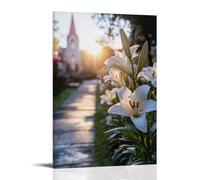 WJJAYLSS On Easter Morning, Lilies Bloom Along The Chapel Path before The Sun Even Touches Them. Contemporary Wall Mural Art Decorative Hanging Poster20x30inch(50x75cm)