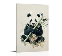 WJJAYLSS Panda Holding Bamboo Formed From Geometric Blocks on A Light Cream Canvas. Contemporary Wall Mural Art Decorative Hanging Poster16x24inch(40x60cm)