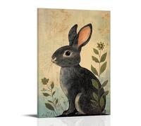 WJJAYLSS Rabbit in Garden With Curving Leaf Geometry on A Pale Pasture Background. Contemporary Wall Mural Art Decorative Hanging Poster20x30inch(50x75cm)