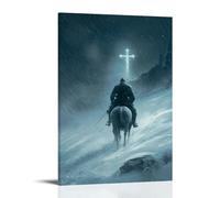 WJJAYLSS Riding through A Blizzard, A Knight Follows The Faint Glow of A Distant Cross Carved in Ice And Wind. Contemporary Wall Mural Art Decorative Hanging Poster12x18inch(30x45cm)
