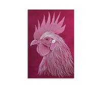 WJJAYLSS Rooster Profile With Spiky Crown Created From Angular Linework on A Rich Burgundy Background. Contemporary Wall Mural Art Decorative Hanging Poster24x36inch(60x90cm)
