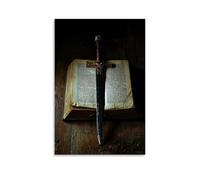 WJJAYLSS Sword And Scripture - Crusader Defending The Holy Word Contemporary Wall Mural Art Decorative Hanging Poster12x18inch(30x45cm)