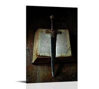 WJJAYLSS Sword And Scripture - Crusader Defending The Holy Word Contemporary Wall Mural Art Decorative Hanging Poster24x36inch(60x90cm)