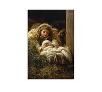 WJJAYLSS The Christ Child’s Cradle Is Lined with Wool And Warmth, But His Presence Heats The Whole Stable. Contemporary Wall Mural Art Decorative Hanging Poster08x12inch(20x30cm)