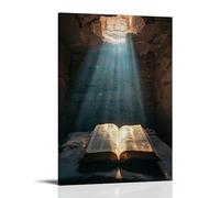WJJAYLSS The Holy Scriptures Lie Open on A Stone Altar, And Rays of Light from Above Highlight A Single Verse of Grace. Contemporary Wall Mural Art Decorative Hanging Poster08x12inch(20x30cm)