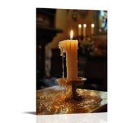 WJJAYLSS The Last Candle Burns on The Altar, Its Wax Spilling Like Tears Across The Gold-leafed Gospel. Contemporary Wall Mural Art Decorative Hanging Poster24x36inch(60x90cm)