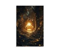 WJJAYLSS The Manger Glows Like Gold in The Center of A Dark Forest Lit by Faith Alone Contemporary Wall Mural Art Decorative Hanging Poster24x36inch(60x90cm)