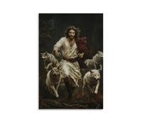 WJJAYLSS The Pursuit - Jesus Running with The Lamb, Wolves on Their Heels Contemporary Wall Mural Art Decorative Hanging Poster16x24inch(40x60cm)