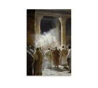 WJJAYLSS The Veil in The Temple Tearing As Christ Dies, Priests Frozen in Awe As Stone Columns Tremble And Dust Clouds Rise. Contemporary Wall Mural Art Decorative Hanging Poster24x36inch(60x90cm)