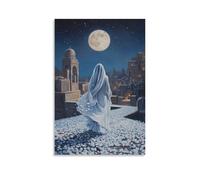 WJJAYLSS The Virgin Steps Across Rooftops in Moonlight, Leaving behind Petals That Glow until Dawn. Contemporary Wall Mural Art Decorative Hanging Poster08x12inch(20x30cm)