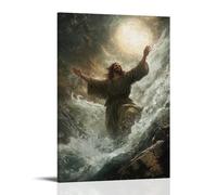 WJJAYLSS The Waymaker - Christ Parting The Storms of Life Contemporary Wall Mural Art Decorative Hanging Poster24x36inch(60x90cm)