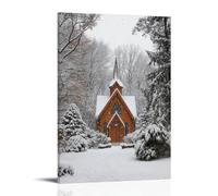 WJJAYLSS Trees Bow Around The Chapel As Snow Falls in Slow Rhythms of Blessing And Memory. Contemporary Wall Mural Art Decorative Hanging Poster24x36inch(60x90cm)