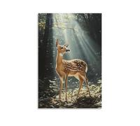 WJJAYLSS Victorian-Era Illustration of A Majestic Deer Standing in A Sunlit Forest Clearing Contemporary Wall Mural Art Decorative Hanging Poster12x18inch(30x45cm)