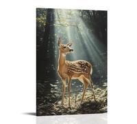 WJJAYLSS Victorian-Era Illustration of A Majestic Deer Standing in A Sunlit Forest Clearing Contemporary Wall Mural Art Decorative Hanging Poster20x30inch(50x75cm)