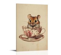 WJJAYLSS Victorian-Era Illustration of A Majestic Dormouse Waking in Teacup Contemporary Wall Mural Art Decorative Hanging Poster08x12inch(20x30cm)