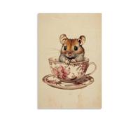 WJJAYLSS Victorian-Era Illustration of A Majestic Dormouse Waking in Teacup Contemporary Wall Mural Art Decorative Hanging Poster08x12inch(20x30cm)