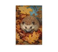 WJJAYLSS Victorian-Era Illustration of A Majestic Hedgehog Snuffling Through Fallen Leaves Contemporary Wall Mural Art Decorative Hanging Poster20x30inch(50x75cm)