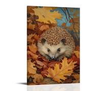 WJJAYLSS Victorian-Era Illustration of A Majestic Hedgehog Snuffling Through Fallen Leaves Contemporary Wall Mural Art Decorative Hanging Poster20x30inch(50x75cm)
