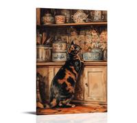 WJJAYLSS Victorian-Era Illustration of A Majestic Tortoiseshell Cat Hunting in The Pantry Contemporary Wall Mural Art Decorative Hanging Poster16x24inch(40x60cm)