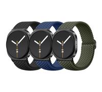 WJK Compatible with Samsung Galaxy Watch 8 Bands 44mm 40mm Classic 46mm for Men, Soft Stretchy Nylon Solo Loop Sport Strap 3 Pack, Black Blue Green