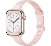 WJK Pink Compatible with Apple Watch Bands for Women Solace Silicone Slim Thin Cute Skinny Sport 40mm 41mm 44mm 45mm 46mm 38mm SE 49mm 42mmm