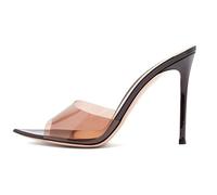 WJKBZQ Women Clear Pointed Toe Sandals Stiletto Heels Transparent Strap High Heels Slip On Mules 3 Inch Thin High Heel Backless Dress Shoes(EU(CN) 39/US8)